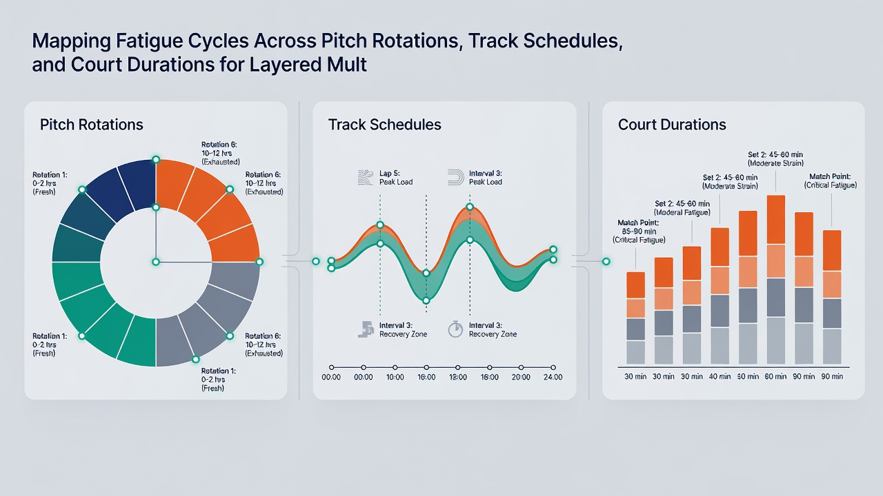 Detailed chart showing fatigue accumulation across football, track, and tennis schedules