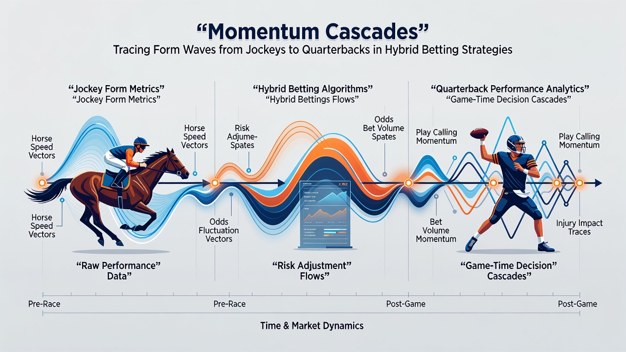 Chart illustrating overlapping momentum periods between thoroughbred jockey wins and quarterback completion streaks used in cross-sport accumulators