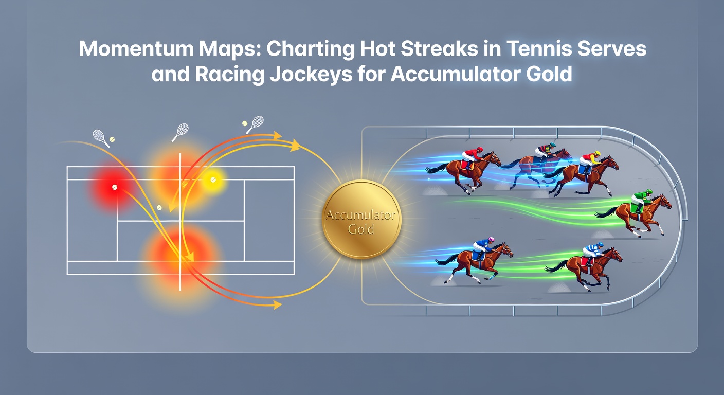 Momentum map graphic for a horse racing jockey, with a line chart spiking red during a series of consecutive victories at a major track meet