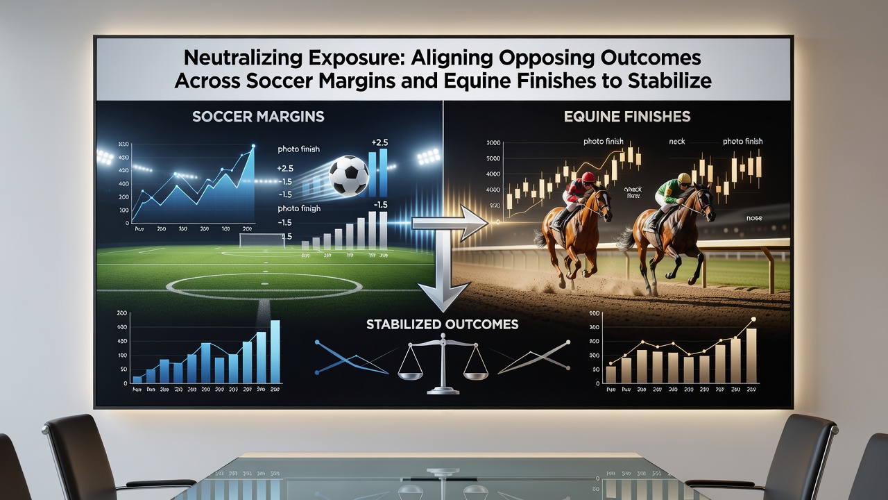 Chart displaying matrix of soccer goal margins paired with horse racing finish positions and volatility metrics